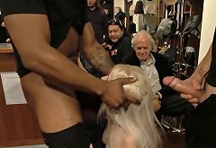 Blonde gangbang fucked in shoe shop Porn Videos