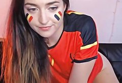 Girlfriend Sucking Cock during Belgium vs England Match