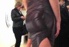 Candid perfect ass is tight wetlook dress (raw footage)