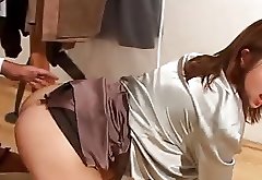 Women in Grey Satin Blouse & Brown Satin Skirt Gets Fucked